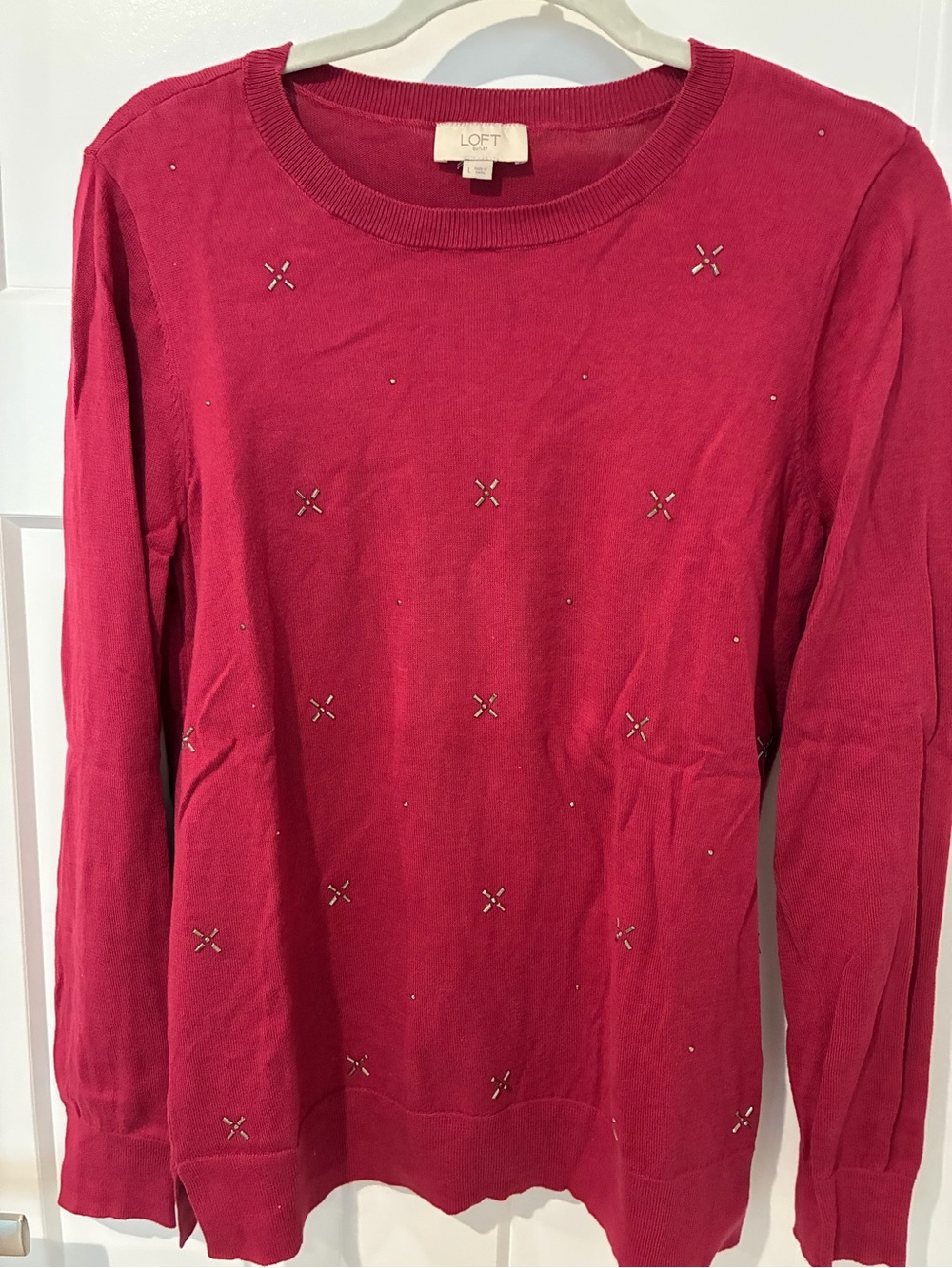 LOFT Embellished Long-Sleeve Crewneck Sweater